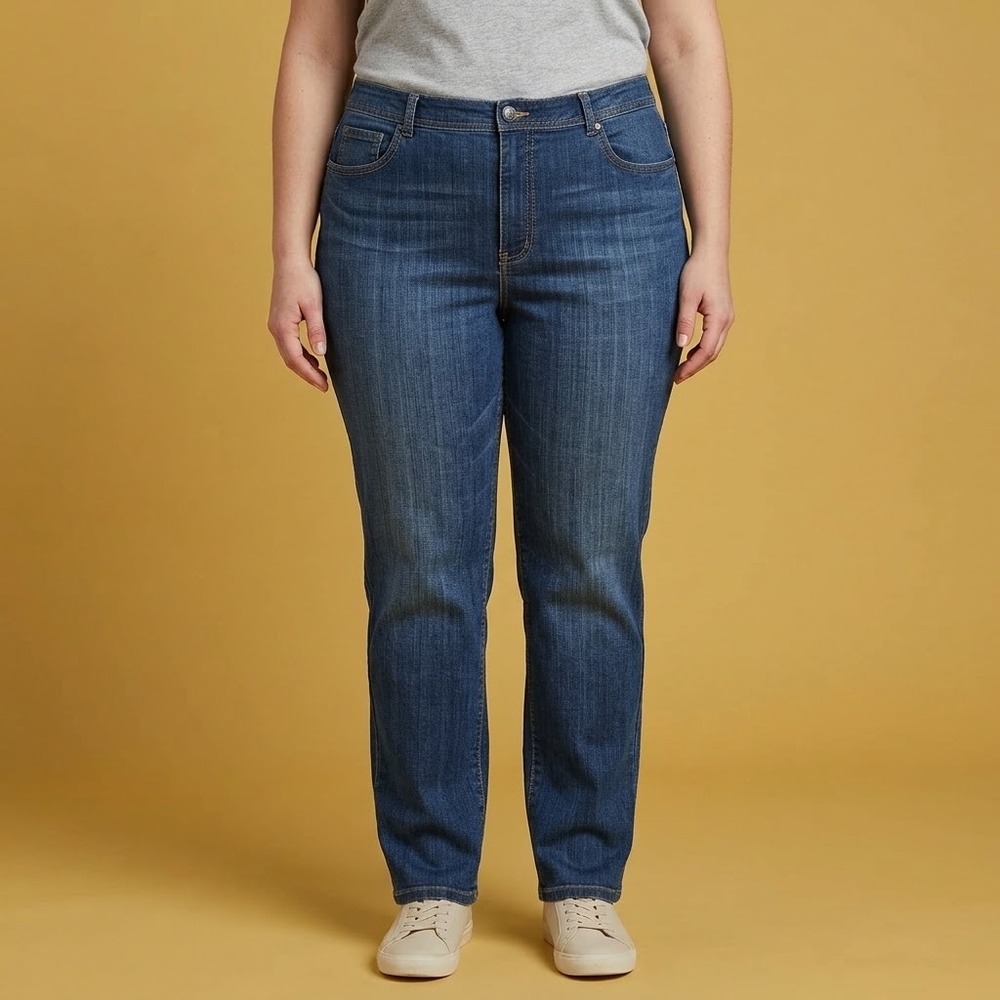 Gloria Vanderbilt Amanda High Rise Jeans Womens Size 18 Dark Blue Denim EUC